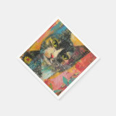 Wasserfarben Vintage Abstrakte Katze (6) Serviette (Ecke)