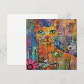 Wasserfarben Vintage Abstrakte Katze (8) (Vorne/Hinten)