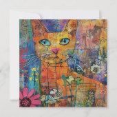 Wasserfarben Vintage Abstrakte Katze (8) (Vorderseite)