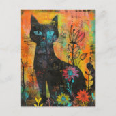 Wasserfarben Vintage Abstrakte Katze (9) Einladungspostkarte (Vorderseite)