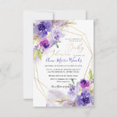 Wasserfarben-Violet-Lila-Peonies-Babydusche Einladung (Vorderseite)