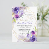 Wasserfarben-Violet-Lila-Peonies-Babydusche Einladung (Stehend Vorderseite)