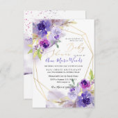 Wasserfarben-Violet-Lila-Peonies-Babydusche Einladung (Vorne/Hinten)