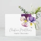 Wasserfarben-Violetten auf Weiß Einladung (Stehend Vorderseite)