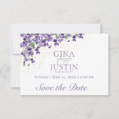 Wasserfarben-Violetten zum Hochzeitssehen Speicher Save The Date (Vorderseite)