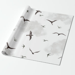 Wasserfarben Vögel im Flug und neblige Wolken Geschenkpapier