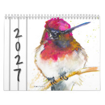 Wasserfarben-Vögel-Wandkalender 2027