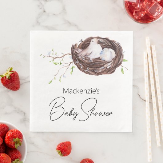 Wasserfarben-Vogelnest und Eierdusche Serviette (Beispiel)