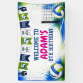 Wasserfarben-Volleyball-Geburtstagsbanner Banner (Vertikal)