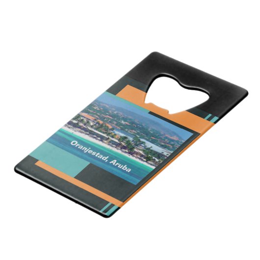Wasserfarben von Oranjestad, Aruba Geldbeutel Flaschenöffner (Rückseite Schrägansicht)