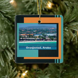 Wasserfarben von Oranjestad, Aruba Keramikornament