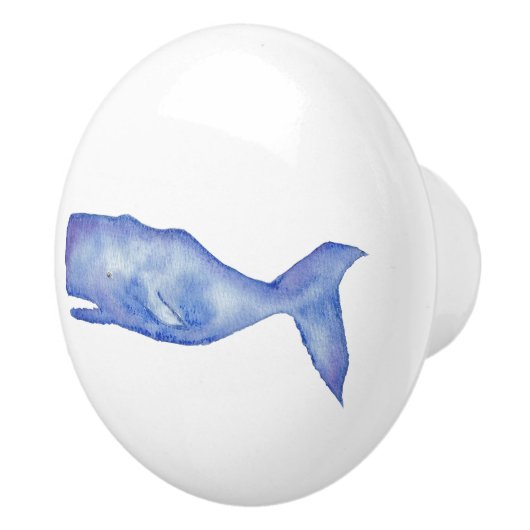 Wasserfarben-Wal von Charlotte Canzano Keramikknauf (Rechts)