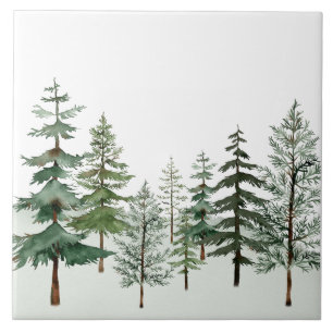 Wasserfarben-Wald-Baum-Keramikfliese Fliese