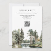 Wasserfarben-Wald-Hochzeit QR-Code Einladung (Rückseite)