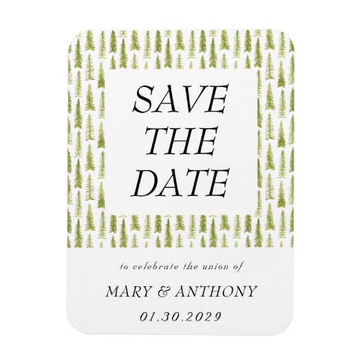 Wasserfarben-Wald Save-the-Date-Magnet Magnet (Vertikal)