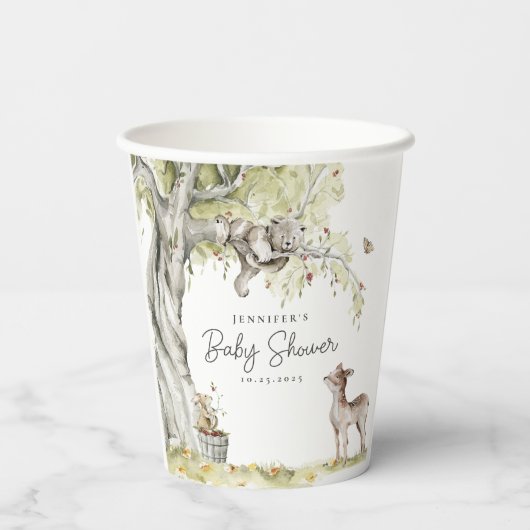 Wasserfarben-Walddusche Pappbecher (Rückseite)