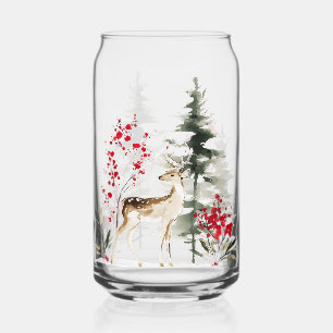Wasserfarben-Waldhirsch-Weihnachten Dosenglas