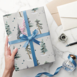 Wasserfarben-Waldmuster  Geschenkpapier