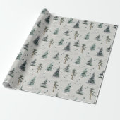 Wasserfarben-Waldmuster Geschenkpapier (Ungerollt)