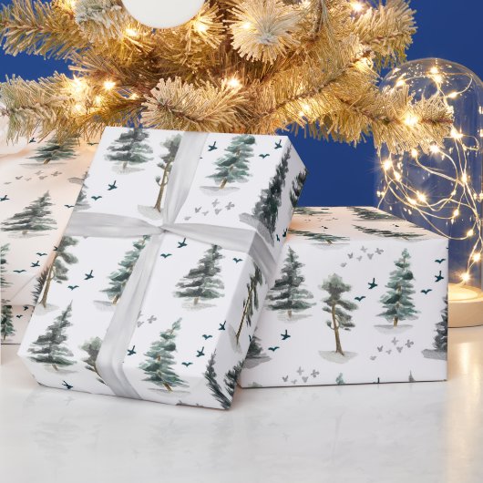 Wasserfarben-Waldmuster Geschenkpapier (Feiertage)