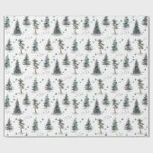 Wasserfarben-Waldmuster Geschenkpapier (Flach)