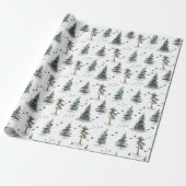 Wasserfarben-Waldmuster Geschenkpapier (Ungerollt)