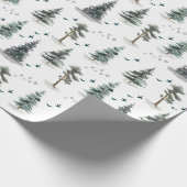 Wasserfarben-Waldmuster Geschenkpapier (Ecke)