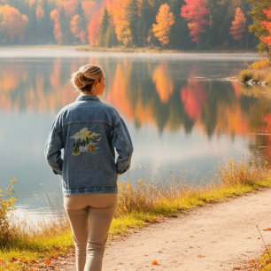 Wasserfarben-Waldszene Jeansjacke