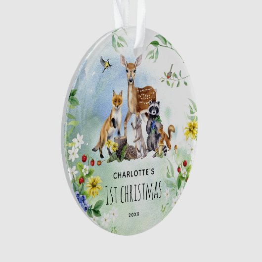 Wasserfarben Waldtiere 1. Weihnachten Ornament (Vorderseite)