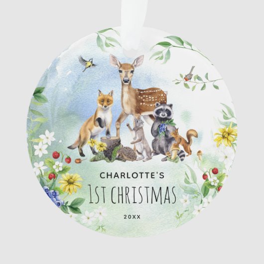 Wasserfarben Waldtiere 1. Weihnachten Ornament (Vorderseite)