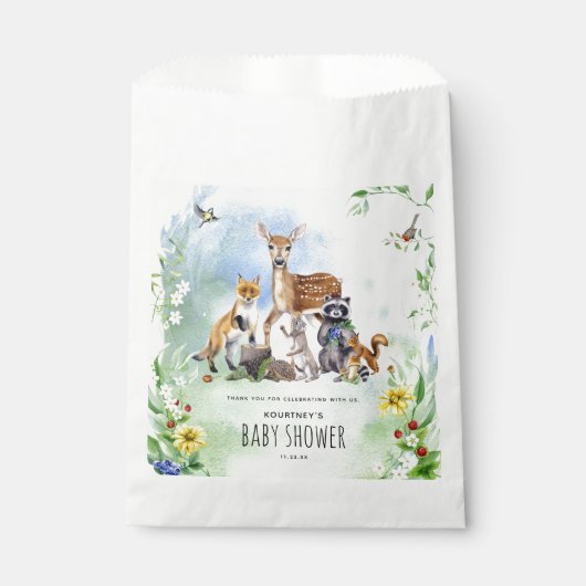 Wasserfarben-Waldtiere Kinderdusche Geschenktütchen (Vorderseite)