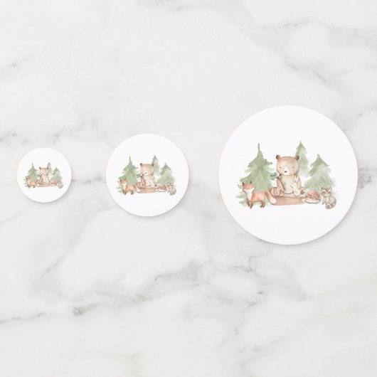 Wasserfarben-Waldtiere Kinderdusche Konfetti (Vorderseiten)