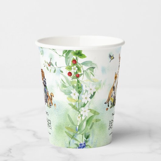 Wasserfarben-Waldtiere Kinderdusche Pappbecher (Links)