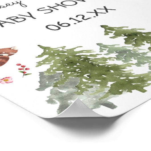 Wasserfarben-Waldtiere Kinderdusche Poster (Ecke)