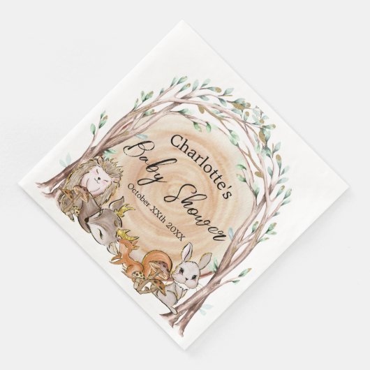 Wasserfarben-Waldtiere Kinderdusche Serviette (Ecke)