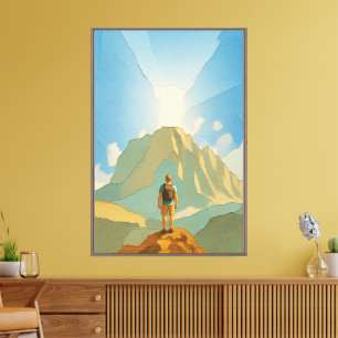 Wasserfarben-Wandbild 'Bergabenteuer' Leinwanddruck
