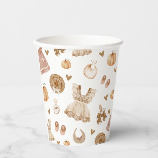 Wasserfarben-Wäsche Fall Boho Babydusche Pappbecher (Vorderseite)