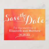 Wasserfarben-Waschkarte Save the Date orangefarben Ankündigungspostkarte (Vorderseite)