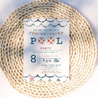 Wasserfarben Wasserbecken Party Einladung