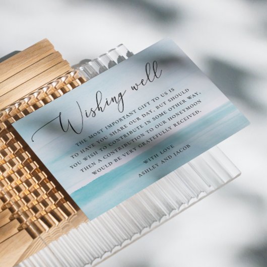 Wasserfarben Wasserblaue Hochzeit wünschenswert Begleitkarte