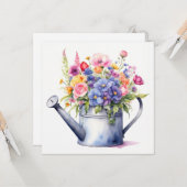 Wasserfarben Wasserkocher Dose mit Garten Blume Karte (Vorderseite/Rückseite Beispiel)