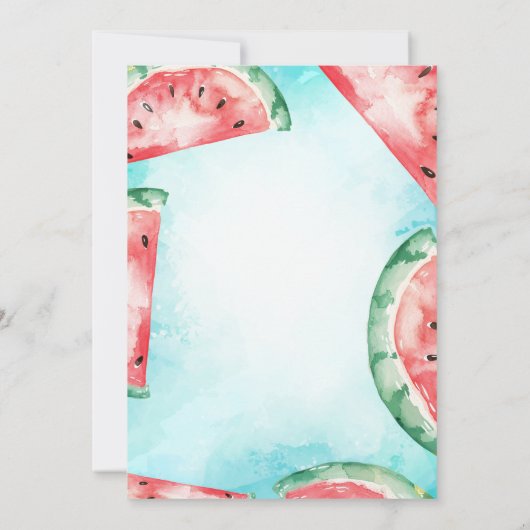 Wasserfarben Wassermelonen Pool Party Einladung (Rückseite)