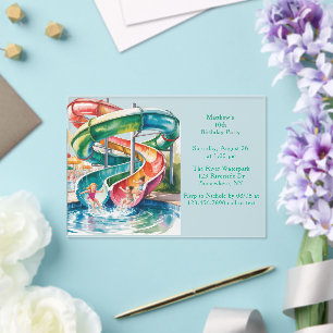 Wasserfarben-Wasserrutsche-Kindergeburtstagsfeier Acryleinladungen
