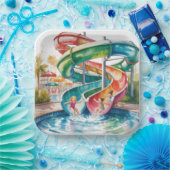 Wasserfarben-Wasserrutsche-Kindergeburtstagsfeier Pappteller (Party)