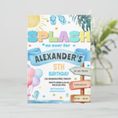 Wasserfarben Wasserrutsche Wasserrutsche Wasserrut Einladung (Stehend Vorderseite)