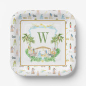 Wasserfarben-Weihnachts-Nativitäts-Monogramm-Wappe Pappteller (Vorderseite)
