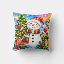 Wasserfarben-Weihnachts-Schneemann-Feier