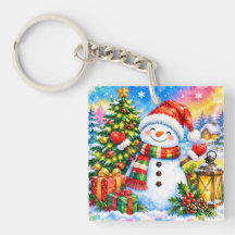 Wasserfarben-Weihnachts-Schneemann-Feier