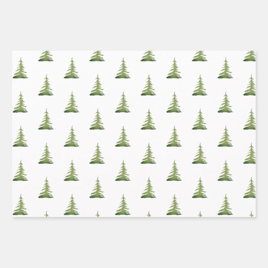 Wasserfarben Weihnachtsbaum Muster Geschenkbaum Geschenkpapier Set (Vorderseite)