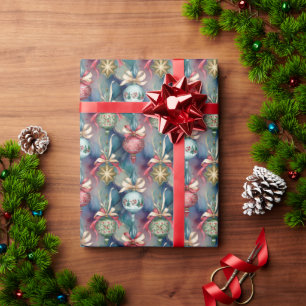 Wasserfarben-Weihnachtsbaum-Ornament-Muster Geschenkpapier